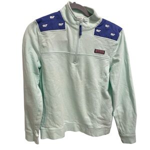 Vineyard Vines Mint Green Quarter-Zip with Navy Accents WOMEN like New